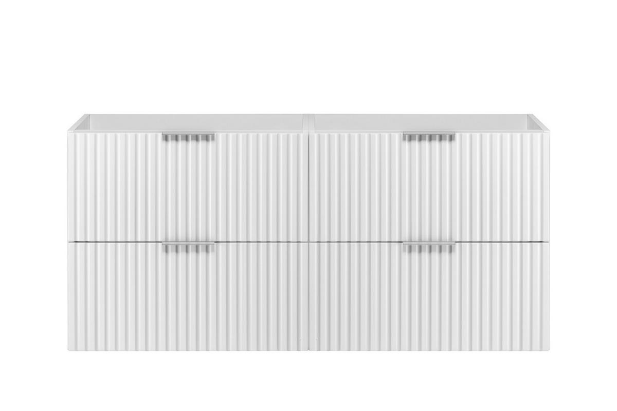 WASCHBECKUNTERSCHRANK, Weiß, 120 (2 x 60) x 57 x 46 cm, silberner Griff, ohne Arbeitsplatte - Silberfarben/Weiß, Holzwerkstoff (120/57/46cm) - 3XE LIVING