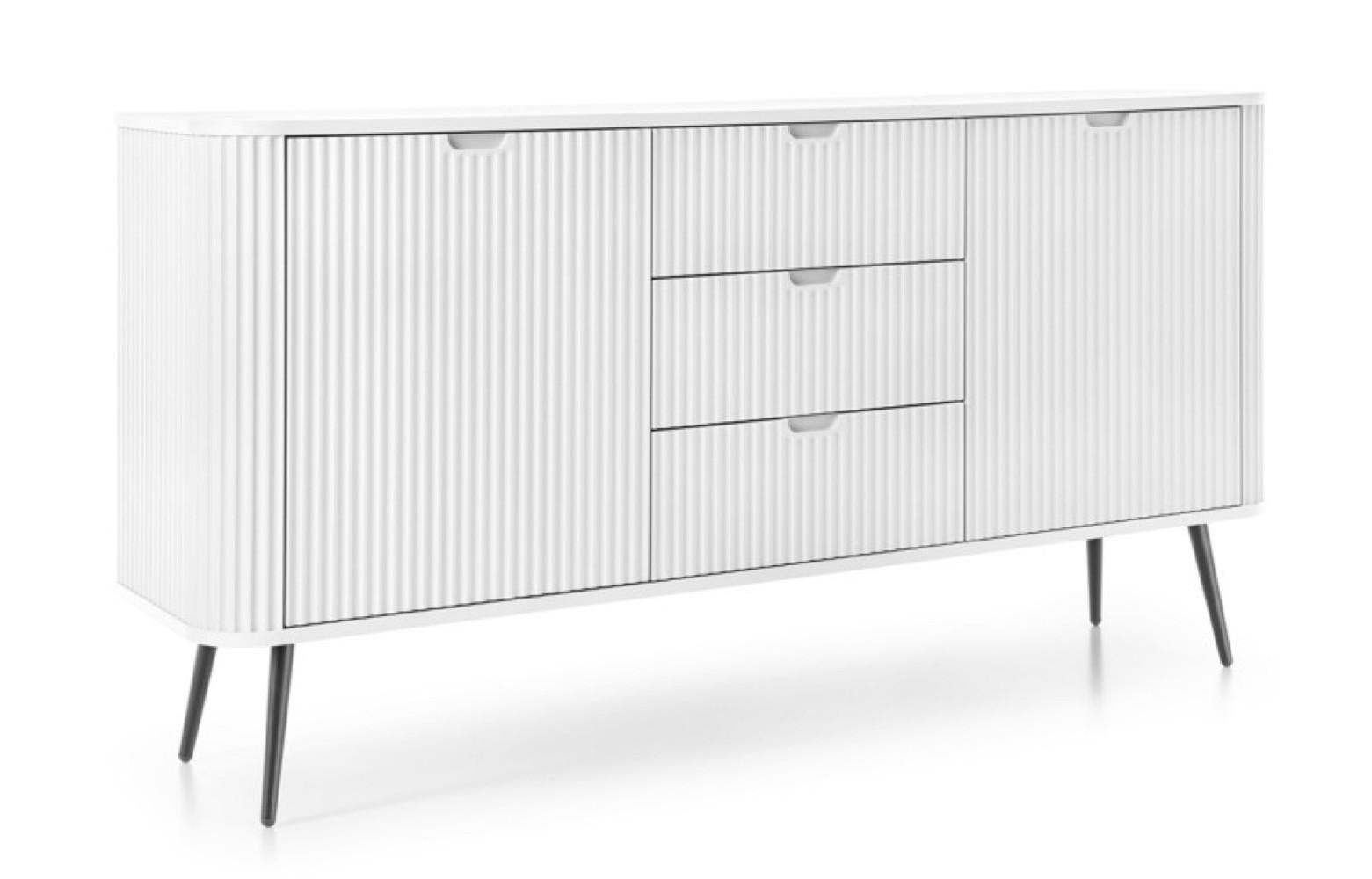 SIDEBOARD Weiß KSZ168 Gefräst Schwarze Griffe - Weiß, Holzwerkstoff (168/87/39cm) - Sepro Meble