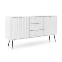SIDEBOARD Weiß KSZ168 Gefräst Schwarze Griffe - Weiß, Holzwerkstoff (168/87/39cm) - Sepro Meble
