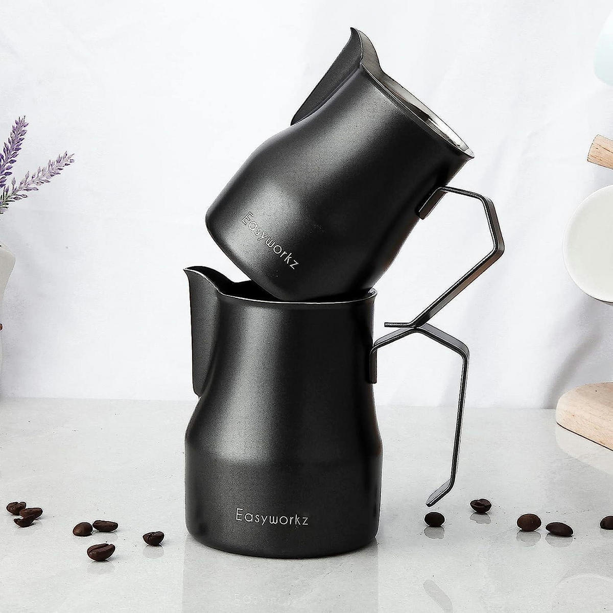MILCHAUFSCHÄUMKRUG Edelstahl 450 ml Schwarz - Anthrazit, Metall (8.6/8.6cm)