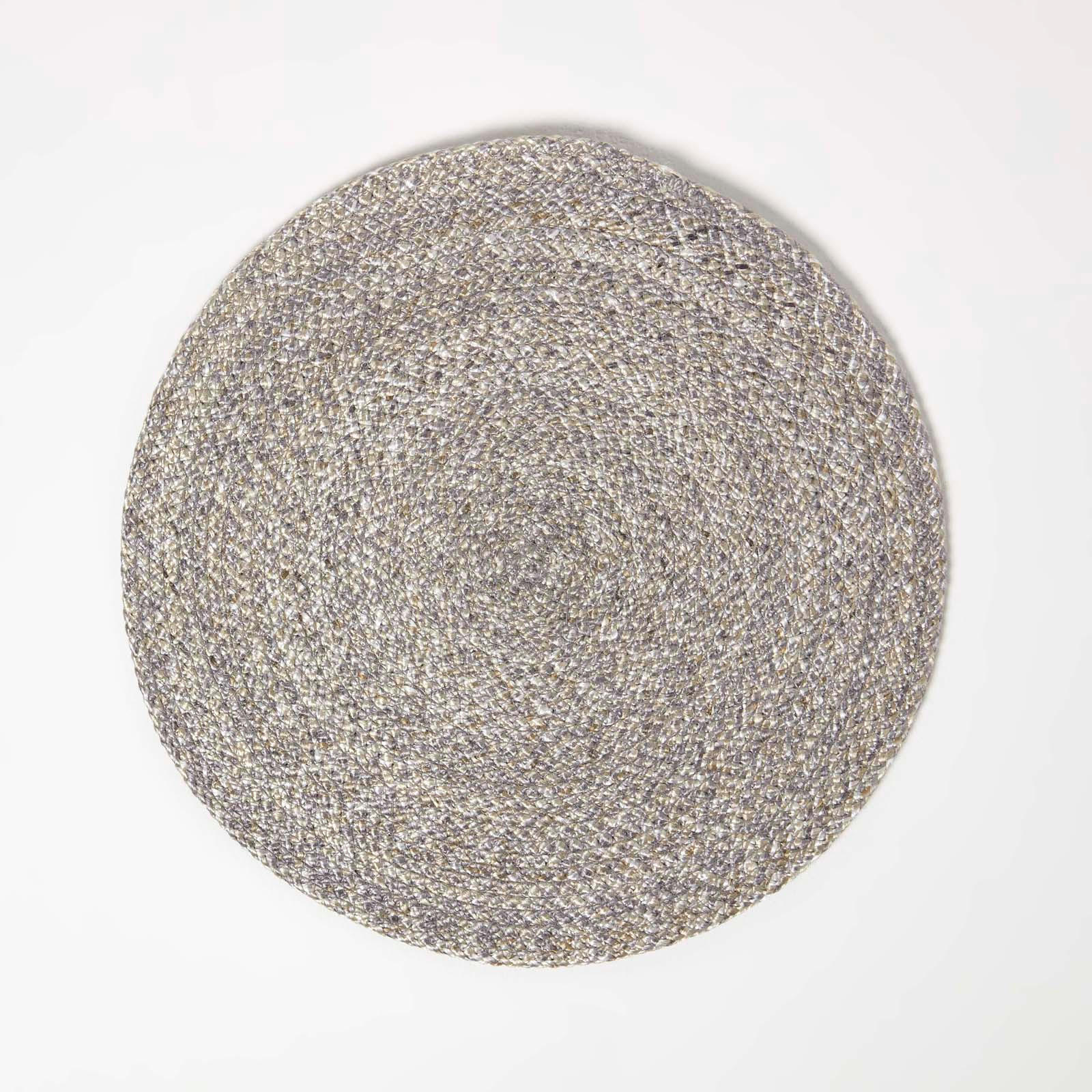 TISCHSET silber im 4er-Set, Platzsets rund geflochten, 40 cm - Silberfarben, Textil (40/40cm) - Homescapes