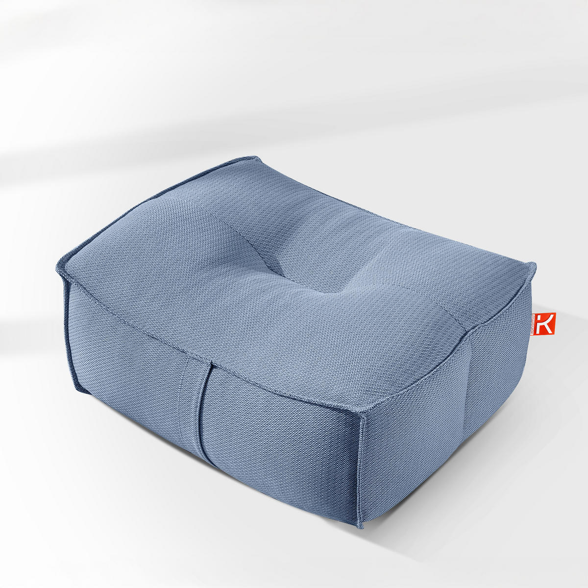 GARTENLOUNGE-HOCKER LOVIA Outdoof Pouf, Marineblau/Weiß - Dunkelblau, Textil (90/41/75cm) - KONSIMO®