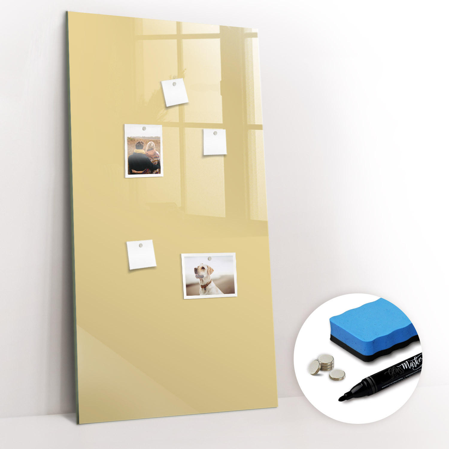 MAGNETTAFEL 60x120 Creme schwarzer Marker - Creme, Glas (60/0.4/120cm) - TULUP