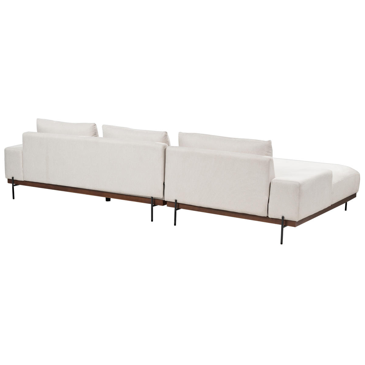 3-SITZER-ECKSOFA hellbeige linksseitig Mariferd - Beige/Dunkelbraun, Textil (316/146cm) - Beliani