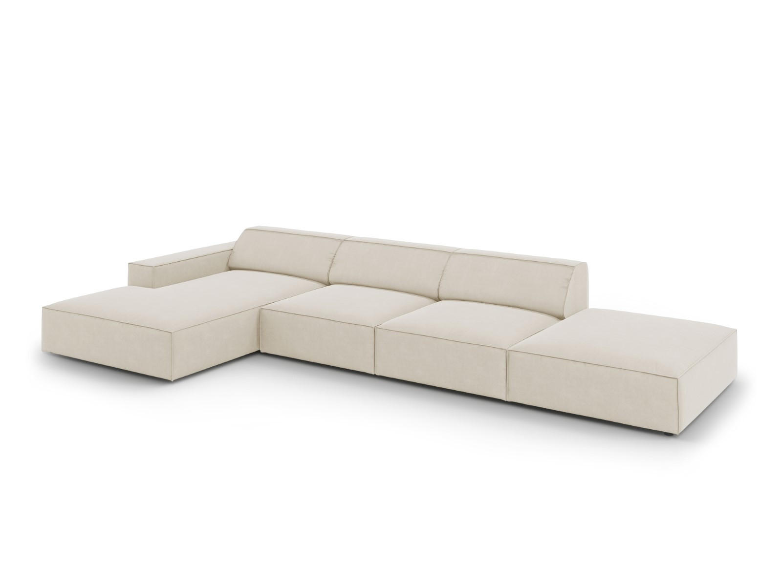 ECKSOFA links Jodie aus Samt dunkelbeige 5 Sitzplätze - Mokka, Textil (166/341cm) - Micadoni
