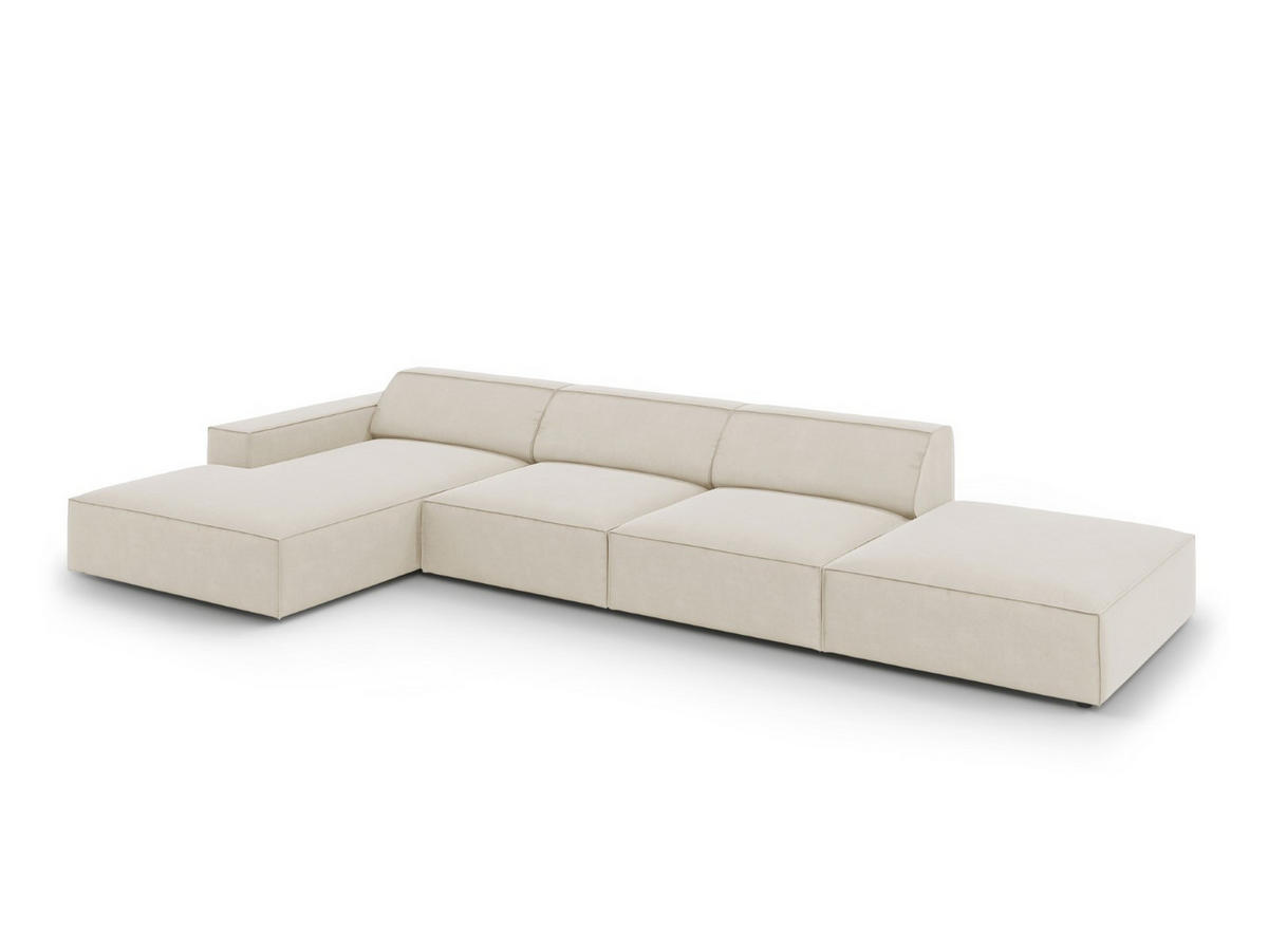 ECKSOFA links Jodie aus Samt dunkelbeige 5 Sitzplätze - Mokka, Textil (166/341cm) - Micadoni