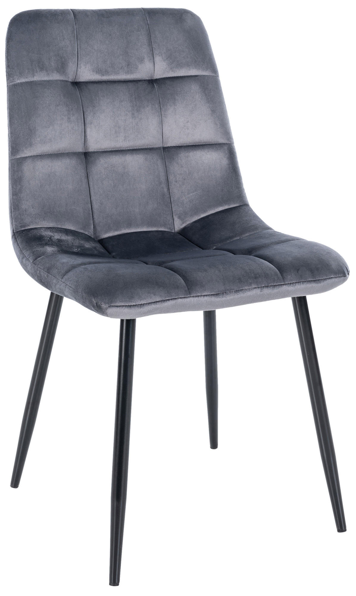 ESSZIMMERSTUHL Atina Samt, Gestell Metall Schwarz Dunkelgrau - Dunkelgrau/Schwarz, Textil/Metall (45/84/55cm) - TPFLiving