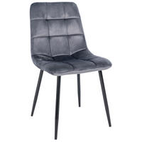ESSZIMMERSTUHL Atina Samt, Gestell Metall Schwarz Dunkelgrau - Dunkelgrau/Schwarz, Textil/Metall (45/84/55cm) - TPFLiving