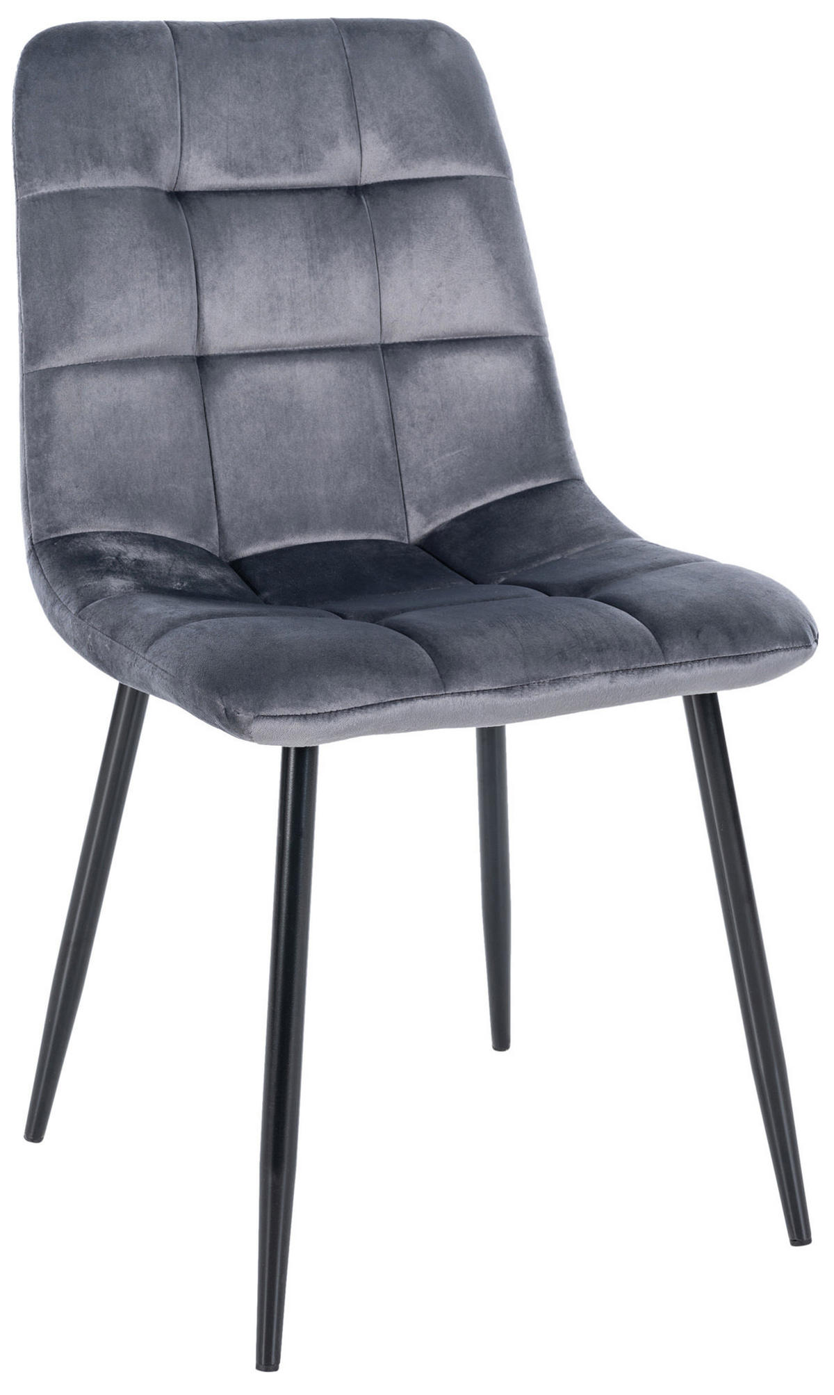 ESSZIMMERSTUHL Atina Samt, Gestell Metall Schwarz Dunkelgrau - Dunkelgrau/Schwarz, Textil/Metall (45/84/55cm) - TPFLiving