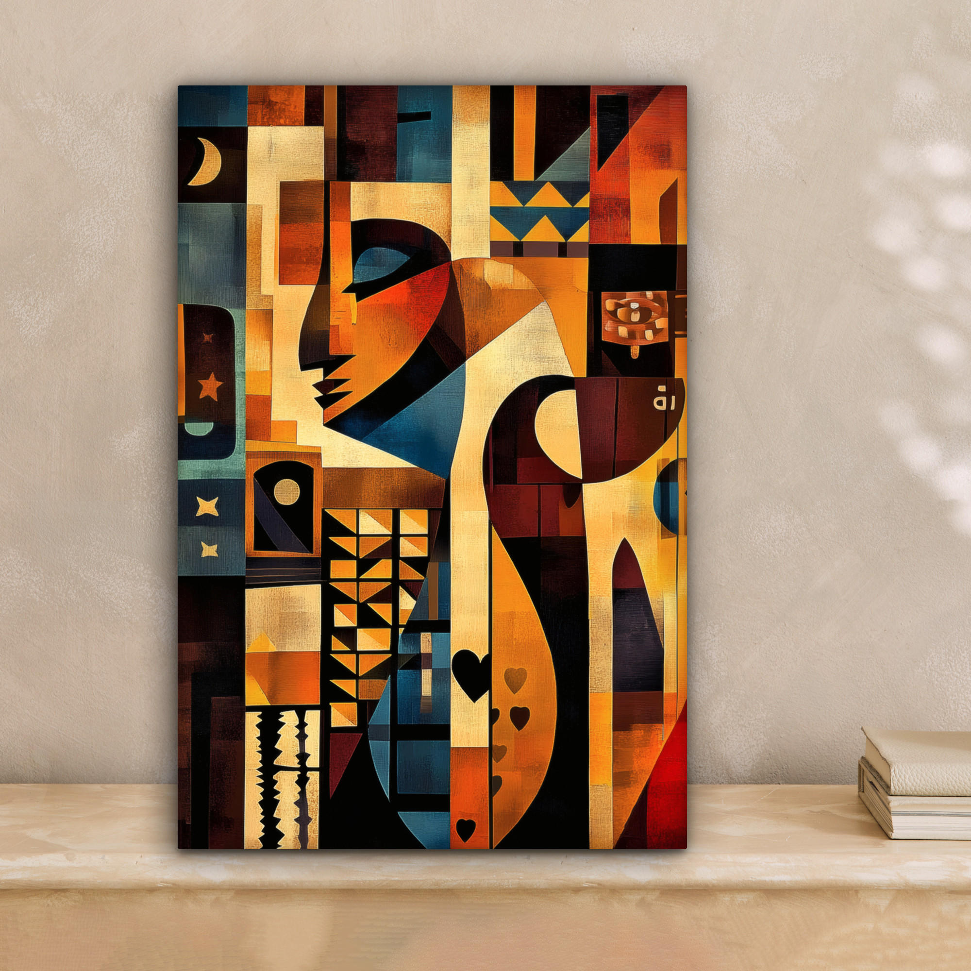 LEINWANDBILD Figuren - Abstrakt - Symbole 20x30 cm - Terracotta, Textil (20/30cm) - MuchoWow