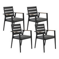 GARTENSTUHL 4er-Set Aluminium schwarz Taviano - Schwarz, Metall (54/86/58cm) - Beliani
