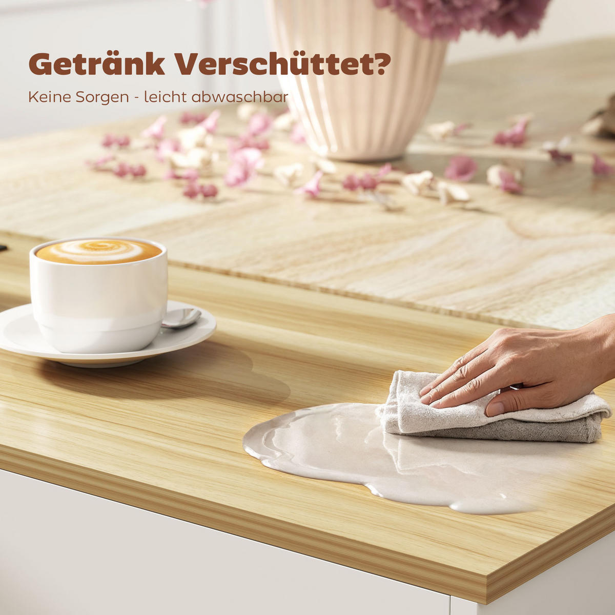 SERVIERWAGEN DE-08682 klappbare Arbeitsplatte auf Rollen Weiß - Weiß, Holzwerkstoff (68/85/120cm) - ComfortXL