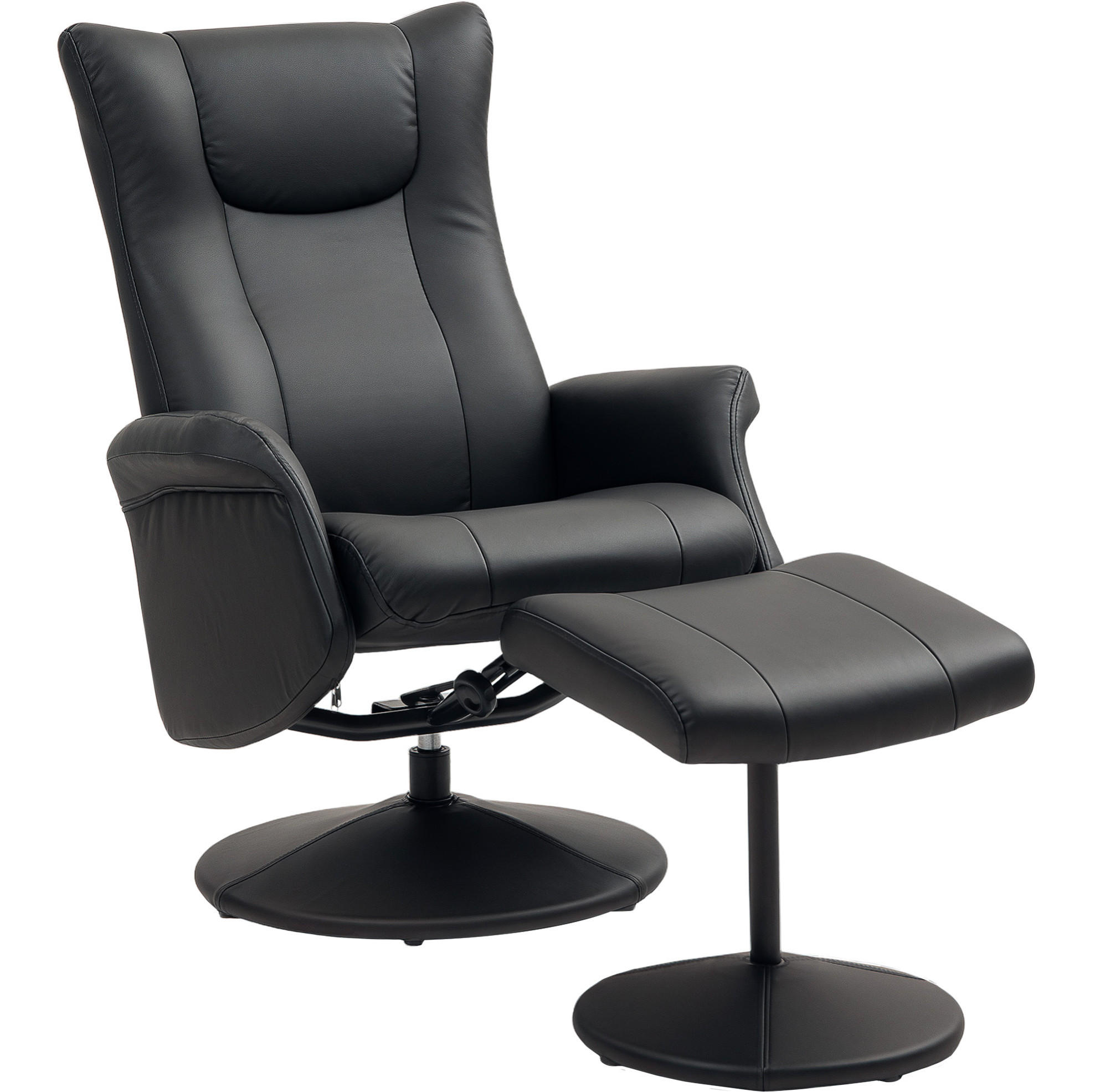 SESSEL 70/79/105 cm in Schwarz mit Hocker und Liegefunktion - Schwarz, Kunststoff (70/105/79cm) - Flora Grace