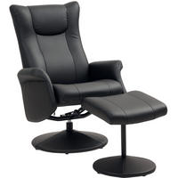 SESSEL 70/79/105 cm in Schwarz mit Hocker und Liegefunktion - Schwarz, Kunststoff (70/105/79cm) - Flora Grace