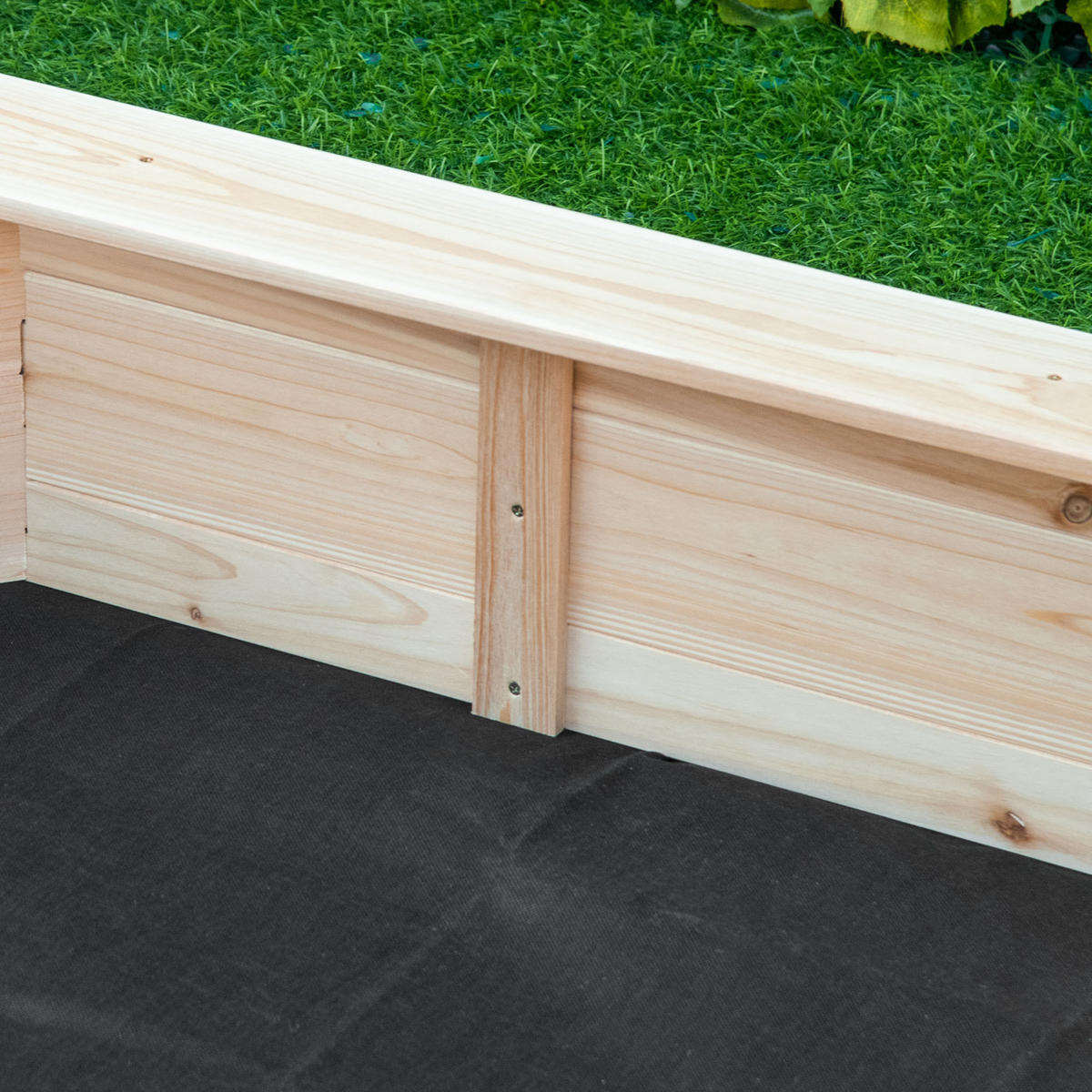 SANDKASTEN DE-18758 achteckig mit 4 Bänken & Abdeckung Naturholz - Naturfarben, Holzwerkstoff (139.5/139.5/21.5cm) - ComfortXL