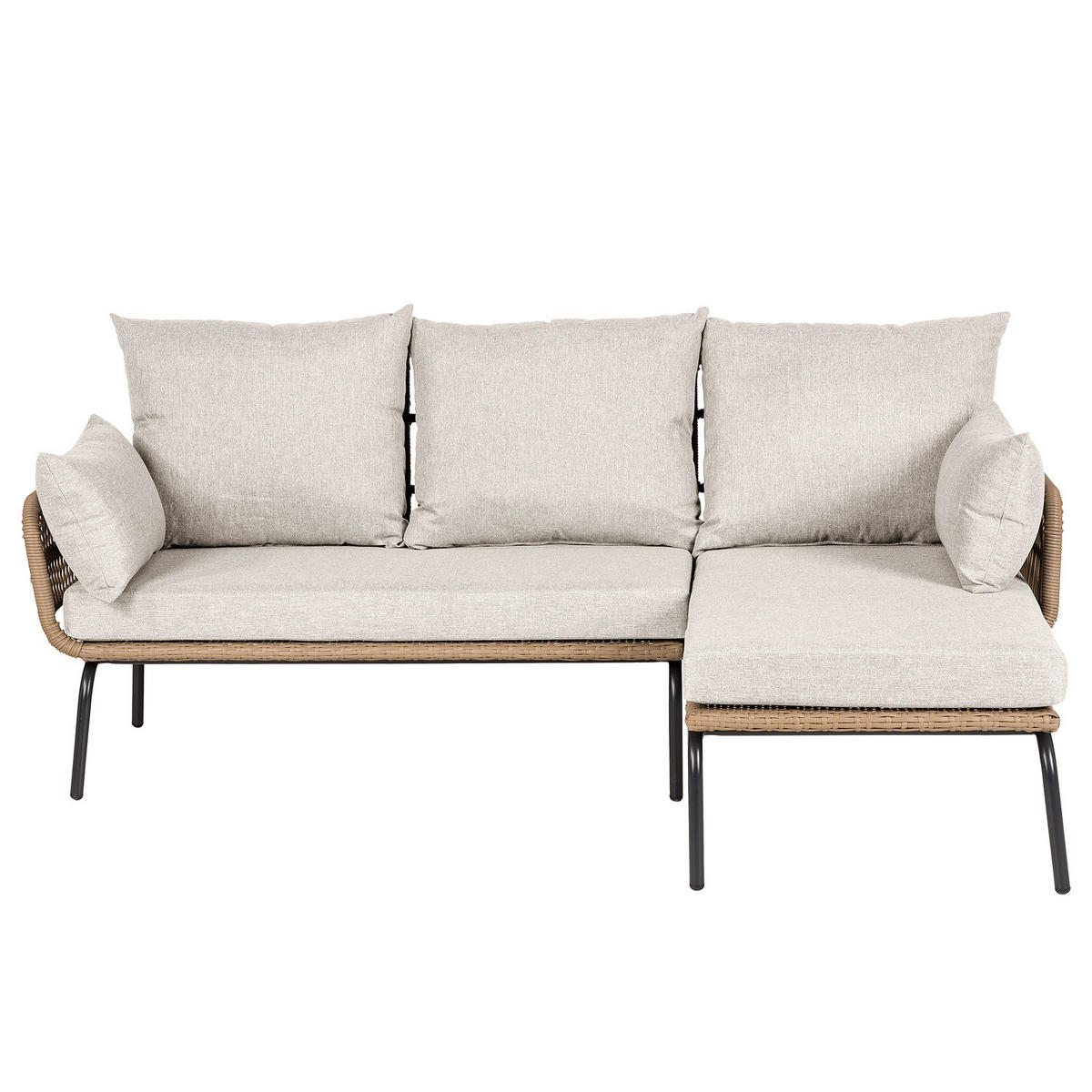 LOUNGESET - Polyrattan / Polyester - Beige / Grau - 3-teilig - Beige, Glas/Kunststoff - home24