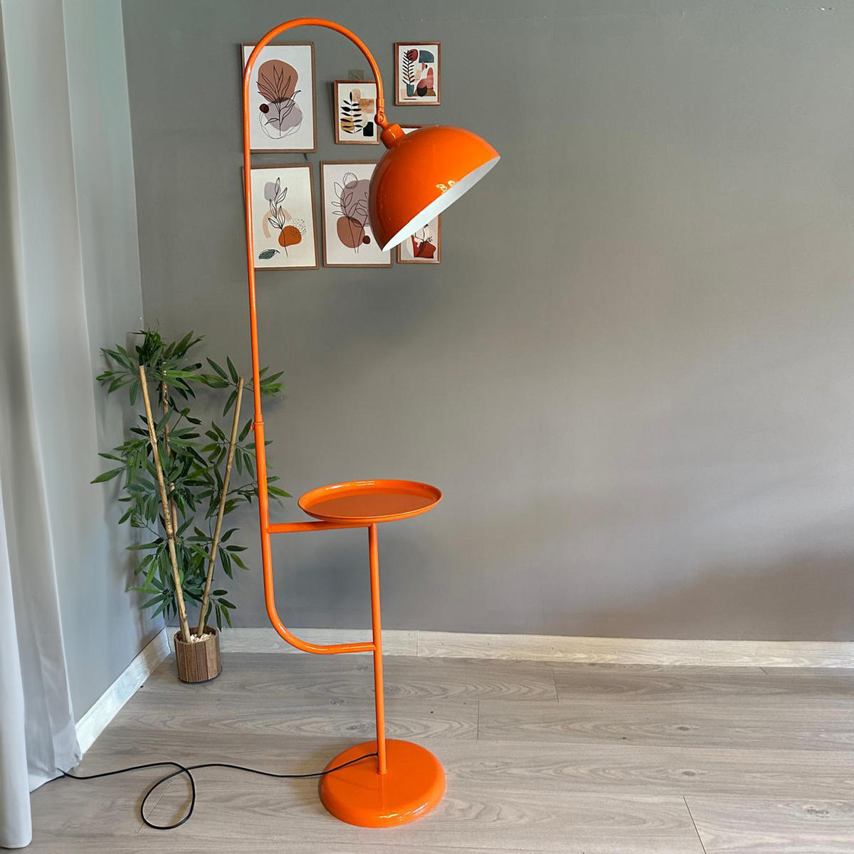 STEHLAMPE Gorkiede aus Metall mit Dimmer und Ablage - Orange, Metall (37/37/170cm) - Bamyum