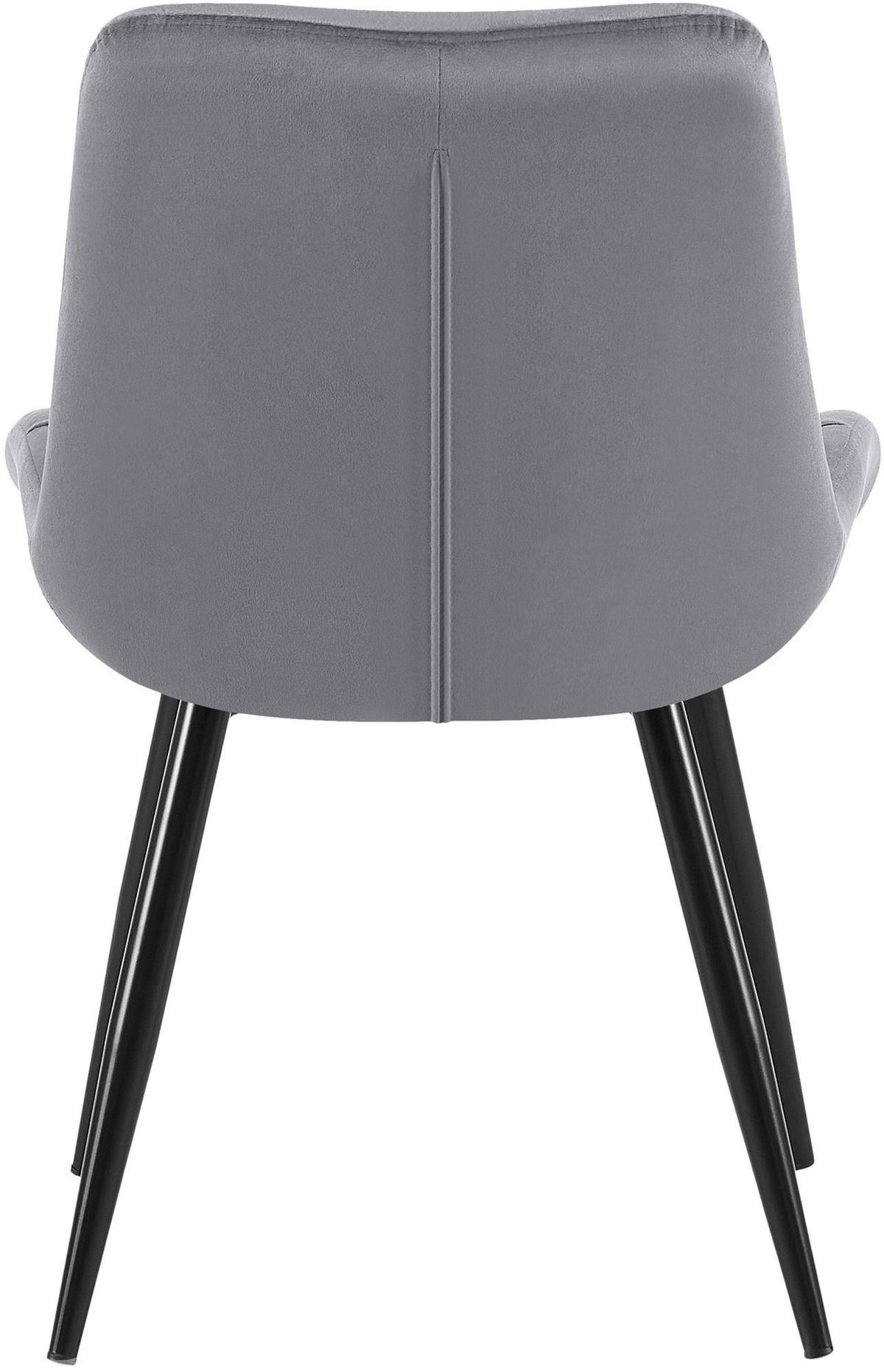 ESSZIMMERSTUHL Samt Dunkelgrau - Dunkelgrau/Schwarz, Textil/Metall (56/85/63cm) - CLP