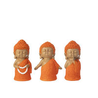 DEKOOBJEKT MÖNCH KETTE (3ER SET) - Orange, Glas/Naturmaterialien (9/15/7.5cm) - J-Line