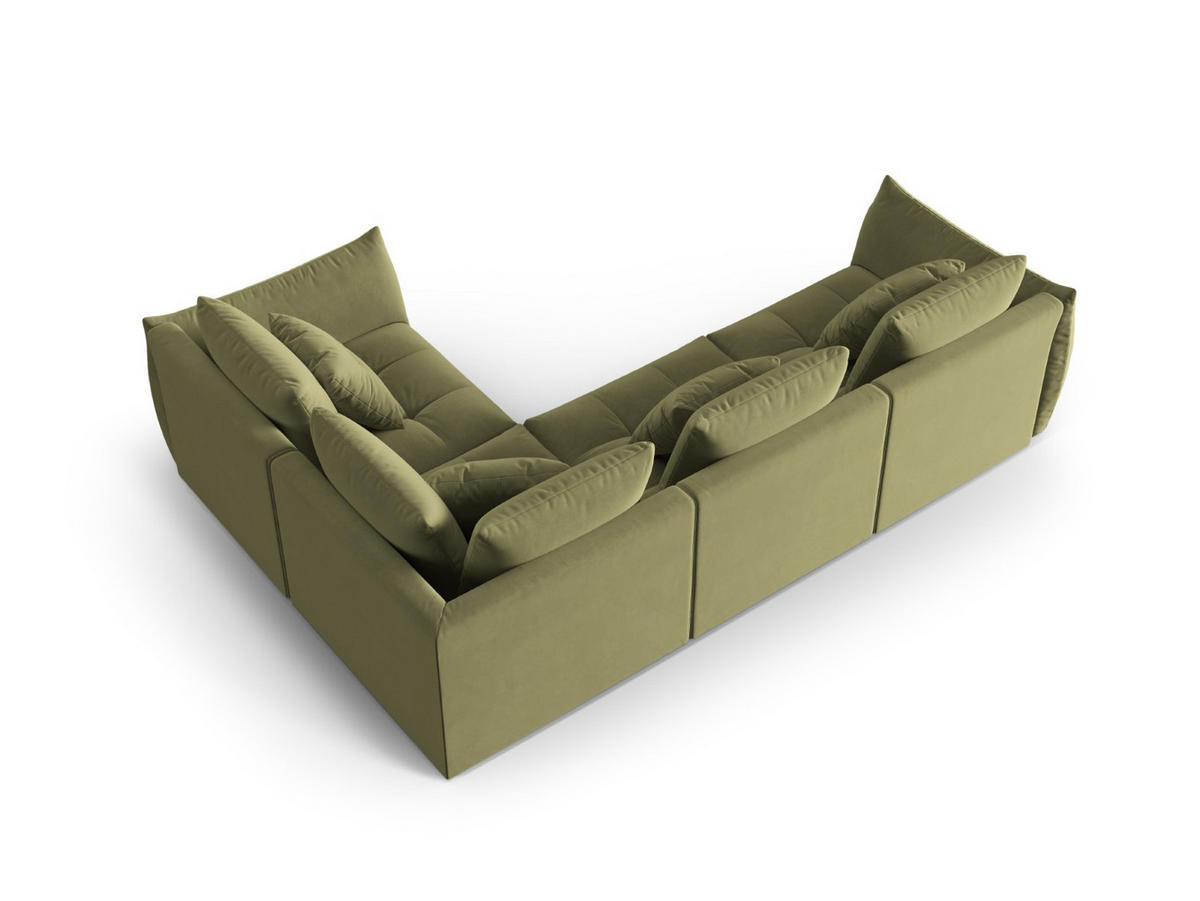 ECKSOFA modular rechts Bloom aus Samt hellgrün 3 Sitzplätze - Hellgrün, Textil (216/316cm) - Micadoni