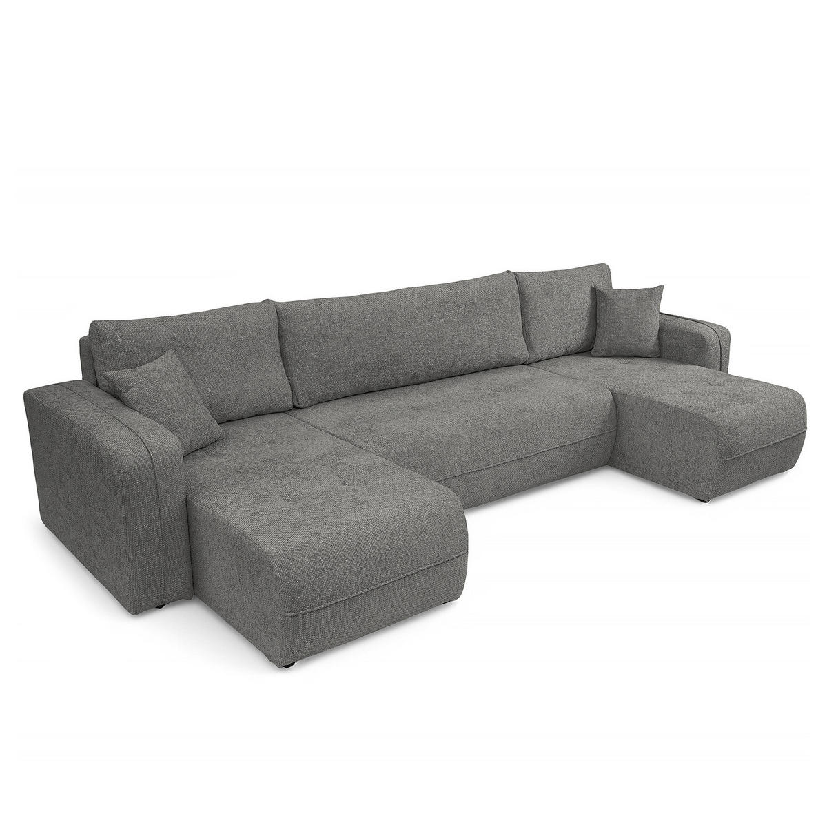 WOHNLANDSCHAFT - Anthrazit/Schwarz, Kunststoff/Textil (312/82/145cm) - home24