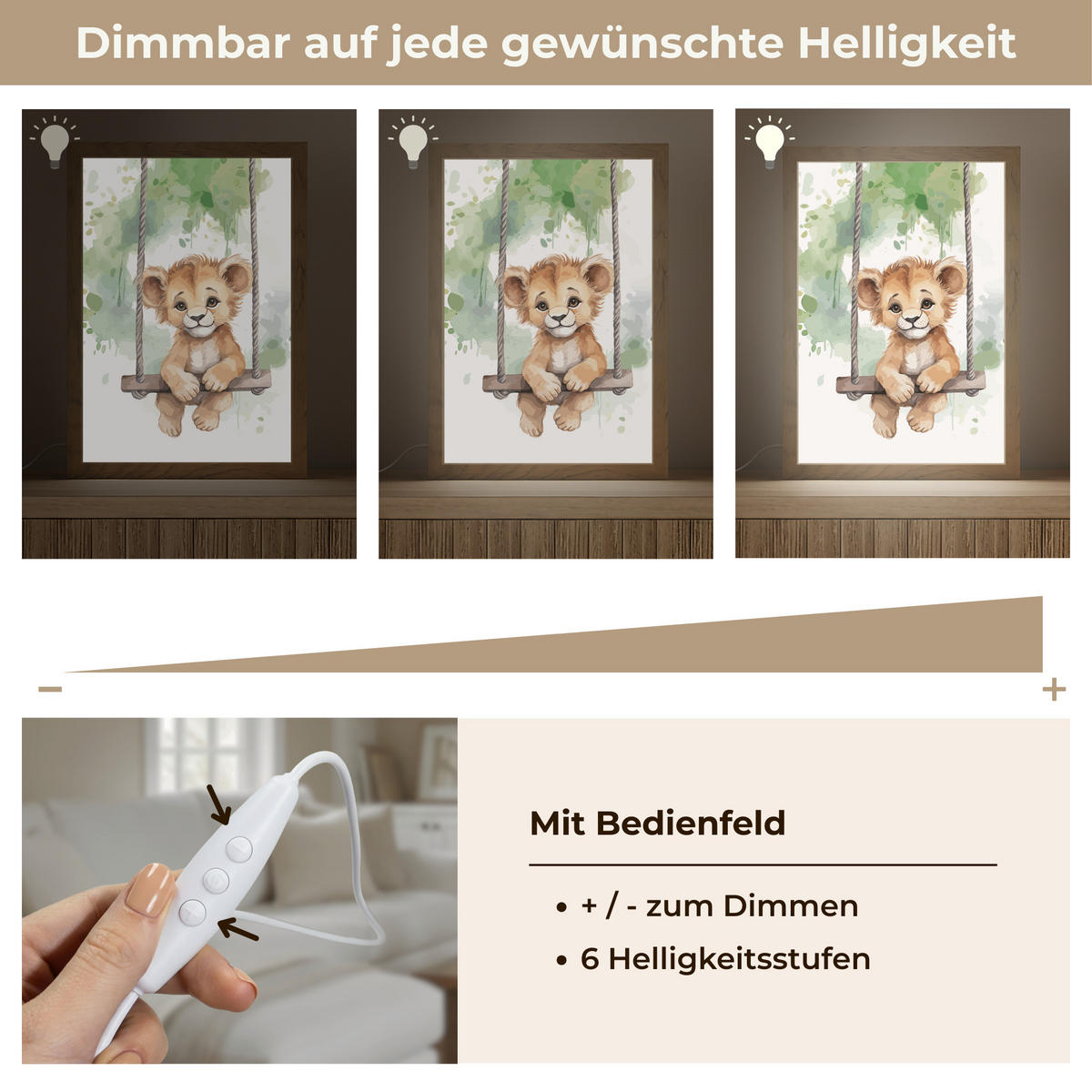 WANDLEUCHTE Löwe - Tier - Kinder - Dschungel 20x30 cm - Weiß, Holzwerkstoff (20/30/8cm) - OnlyWow