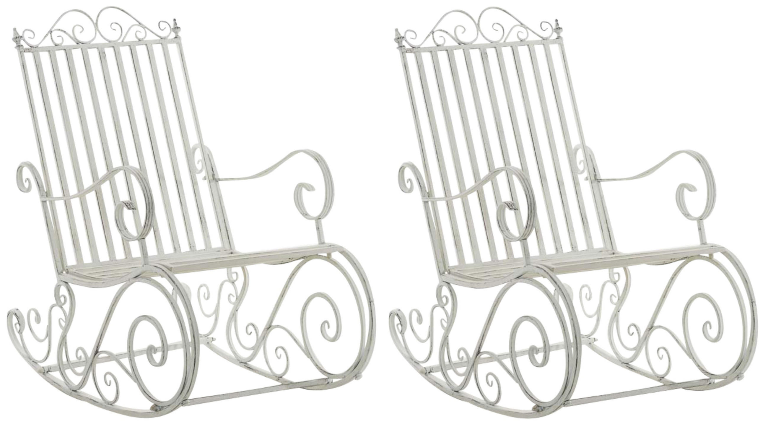 GARTENSCHAUKELSTUHL 2er Set Metall antik weiß - Weiß, Metall (56/94/90cm) - CLP