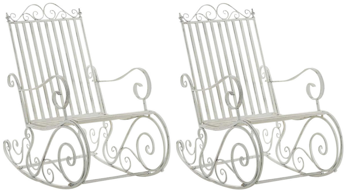 GARTENSCHAUKELSTUHL 2er Set Metall Antik Weiß - Weiß, Metall (56/94/90cm) - CLP