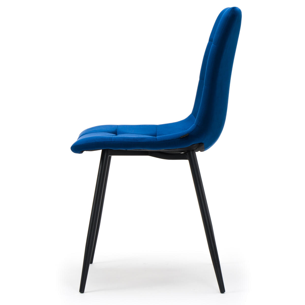 STUHL PARMA gepolsterter mit Steppung - dunkelblau - Samt Velour - Schwarz/Dunkelblau, Textil/Metall (44/89/45cm) - NEW HOME