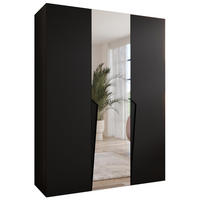 DREHTÜRENSCHRANK 202/150/52 3-türig - Schwarz, Holz/Metall (150/202/52cm) - Abiks Möbel