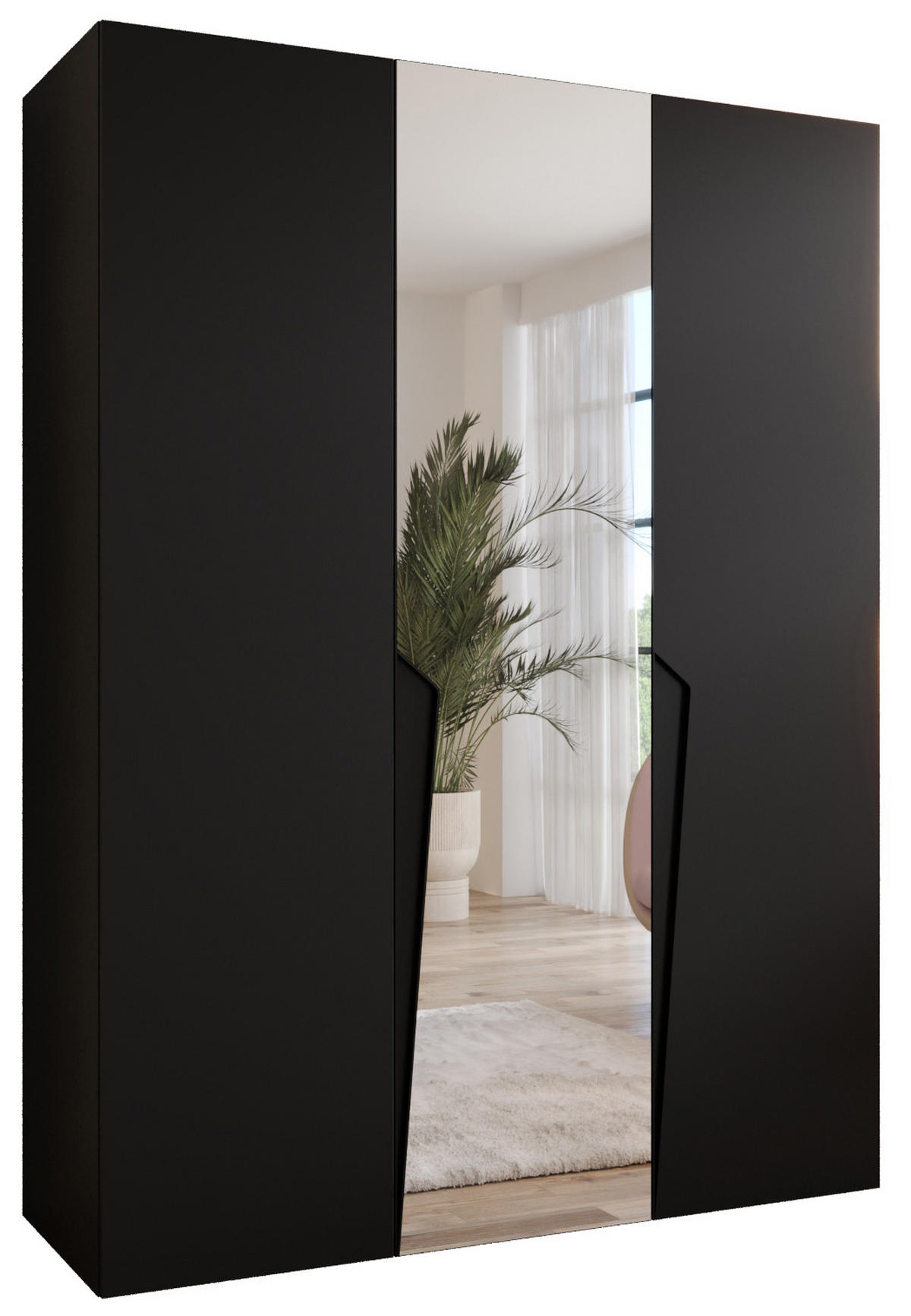 DREHTÜRENSCHRANK 202/150/52 3-türig - Schwarz, Holz/Metall (150/202/52cm) - Abiks Möbel