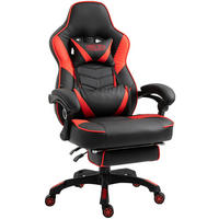 CHEFSESSEL Lederlook schwarz/rot - Rot/Schwarz, Kunststoff/Textil (67/120/69cm) - CLP