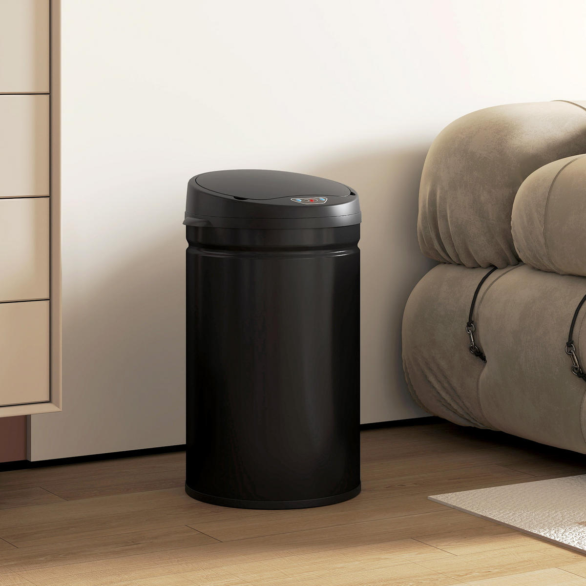 MÜLLEIMER mit Sensor 30L Edelstahl Automatischer Mülleimer mit Soft-Close-Deckel - Schwarz, Metall (30.5/51/32cm) - HOMCOM