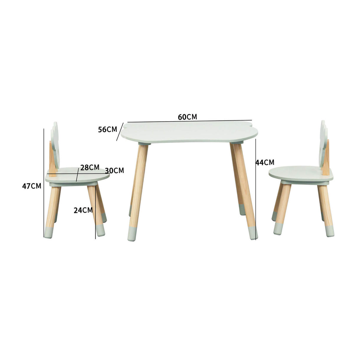 KINDERSITZGRUPPE Grün 56/60/44 cm - Pastellgrün, Holzwerkstoff (60/44/56cm) - Mobili Rebecca