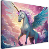 WANDBILD buntes einhorn - Pink, Textil (60/40cm) - Feeby