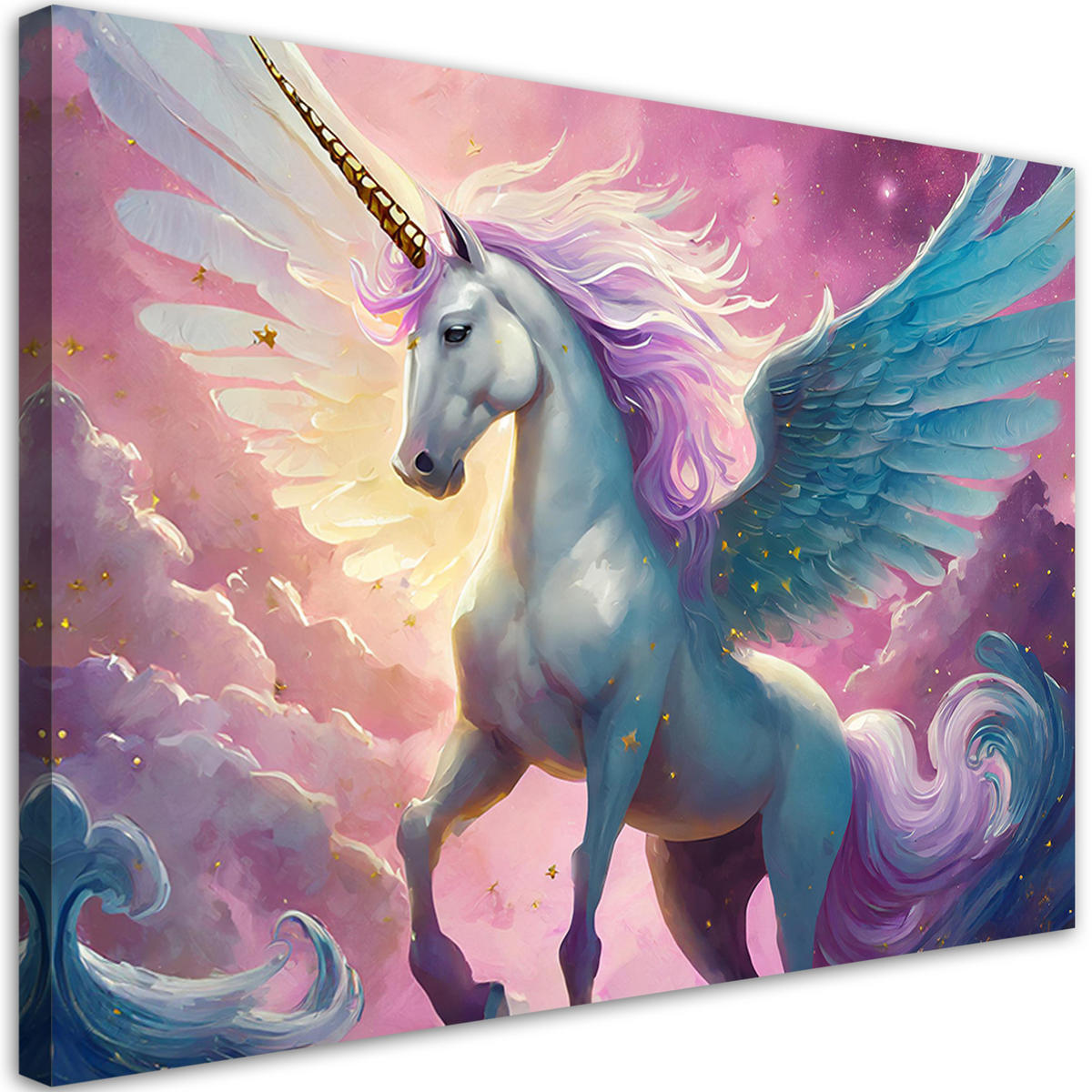 WANDBILD buntes einhorn - Pink, Textil (60/40cm) - Feeby