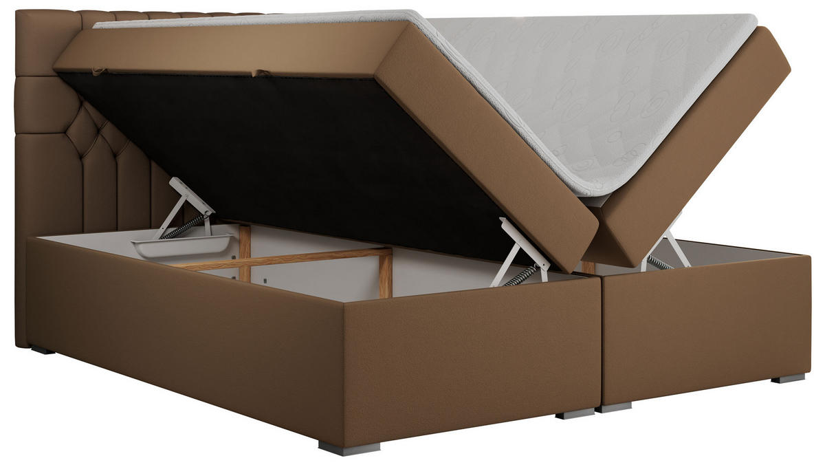BOXBETT PERA 120/200 Braun Kunstleder - H3 - Braun, Holz/Textil (120/200cm) - MKS