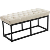 SITZBANK 100/38 cm Kunstleder creme - Creme/Schwarz, Textil/Metall (100/46/38cm) - CLP