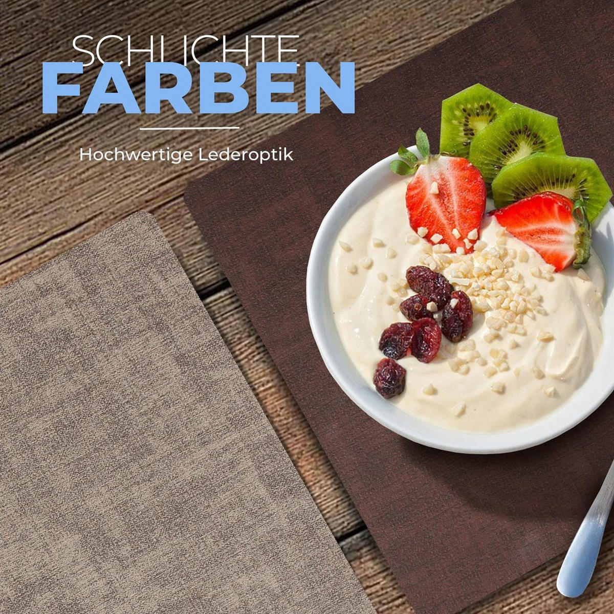 PLATZSET Lederimitat Beige/Braun (Struktur) 4er Set - Braun, Kunststoff (33/46cm) - Bestlivings