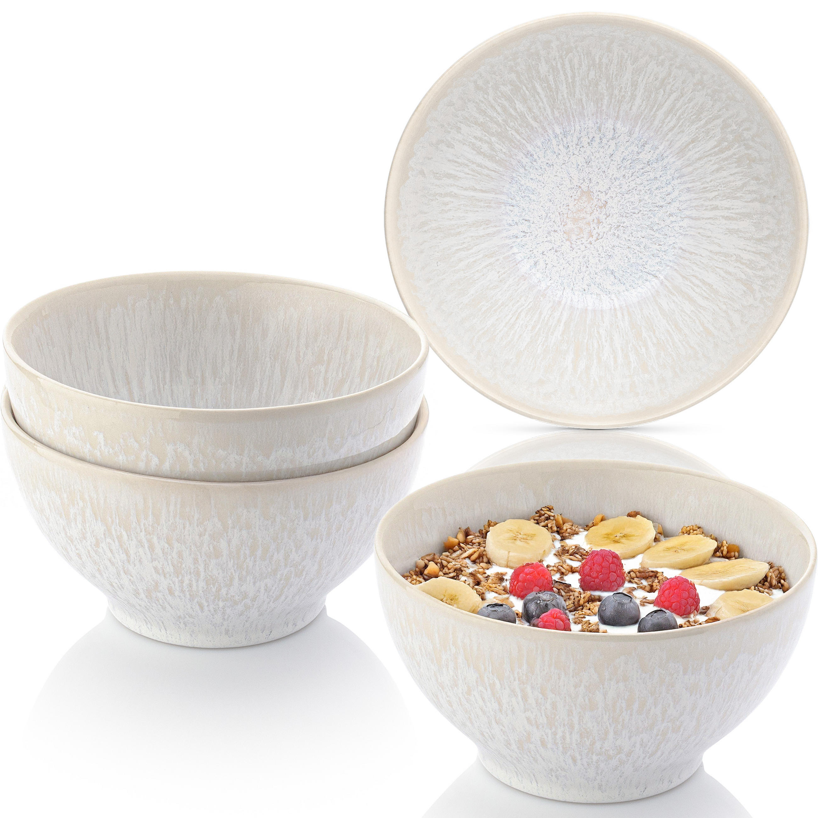 MÜSLISCHALEN KORFU - 4 teilig aus Steingut - Creme, Stein (15/15/8cm) - Sänger