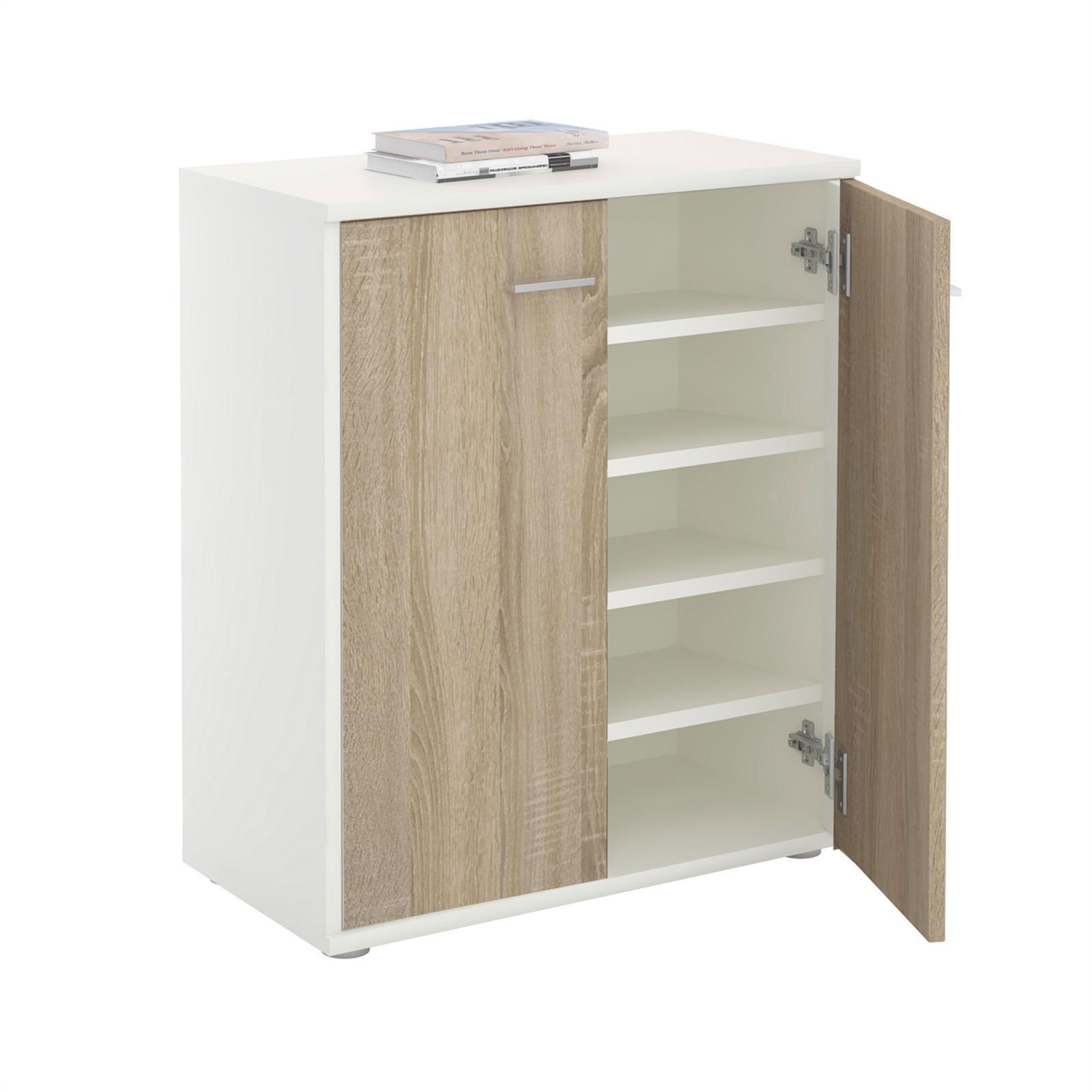 SCHUHSCHRANK LENNIS - Weiß/Sonoma Eiche, Holzwerkstoff (60/70/35cm) - CARO-Möbel