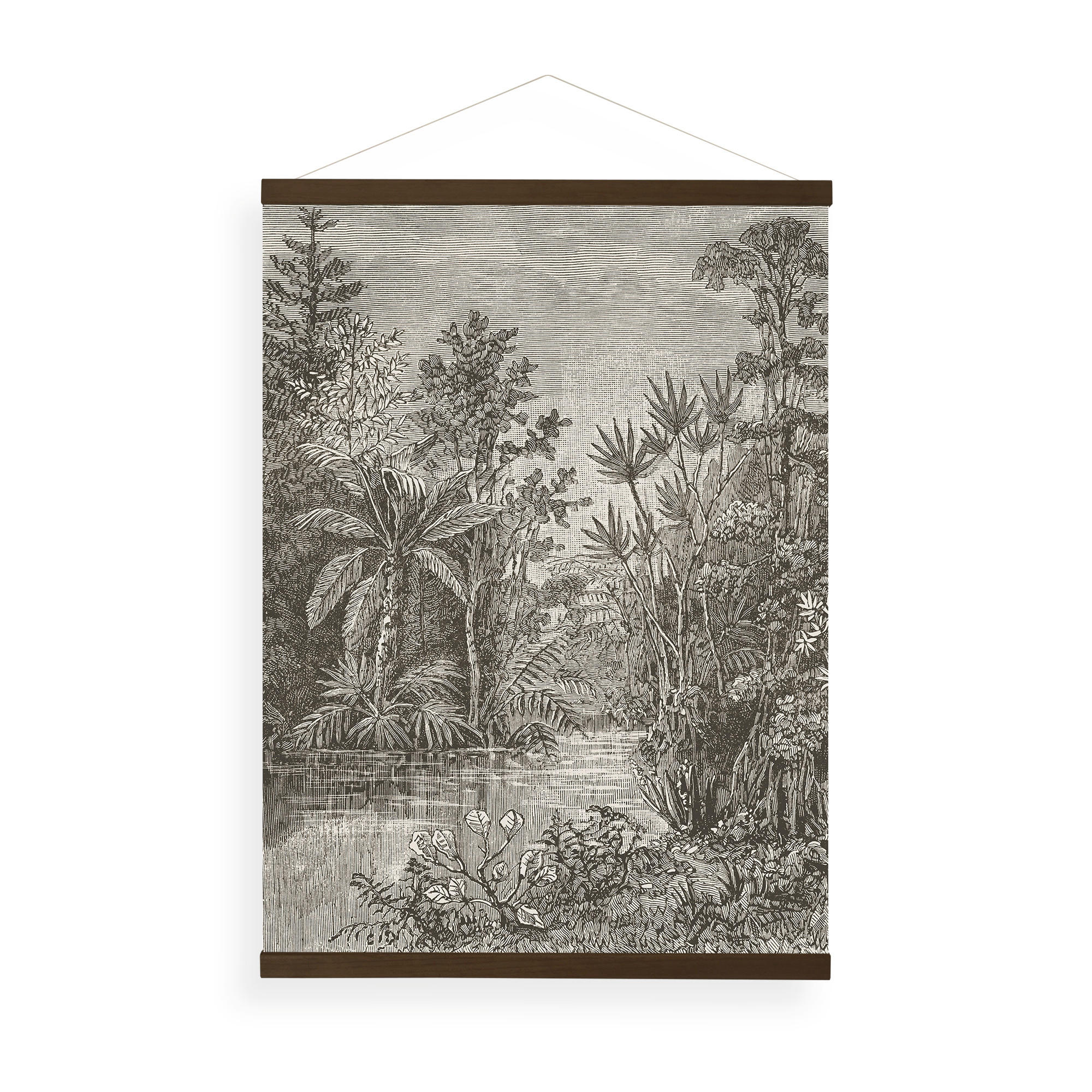 POSTER | Dschungellandschaft Sepia | 80x60cm - Hellgelb, Textil (60/80/0.1cm) - Art for the Home