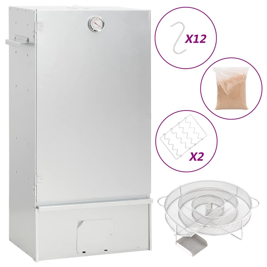 RÄUCHEROFEN Mit Kaltrauchgenerator Verzinkter Stahl - Silberfarben, Metall (44.5/83/29cm) - vidaXL