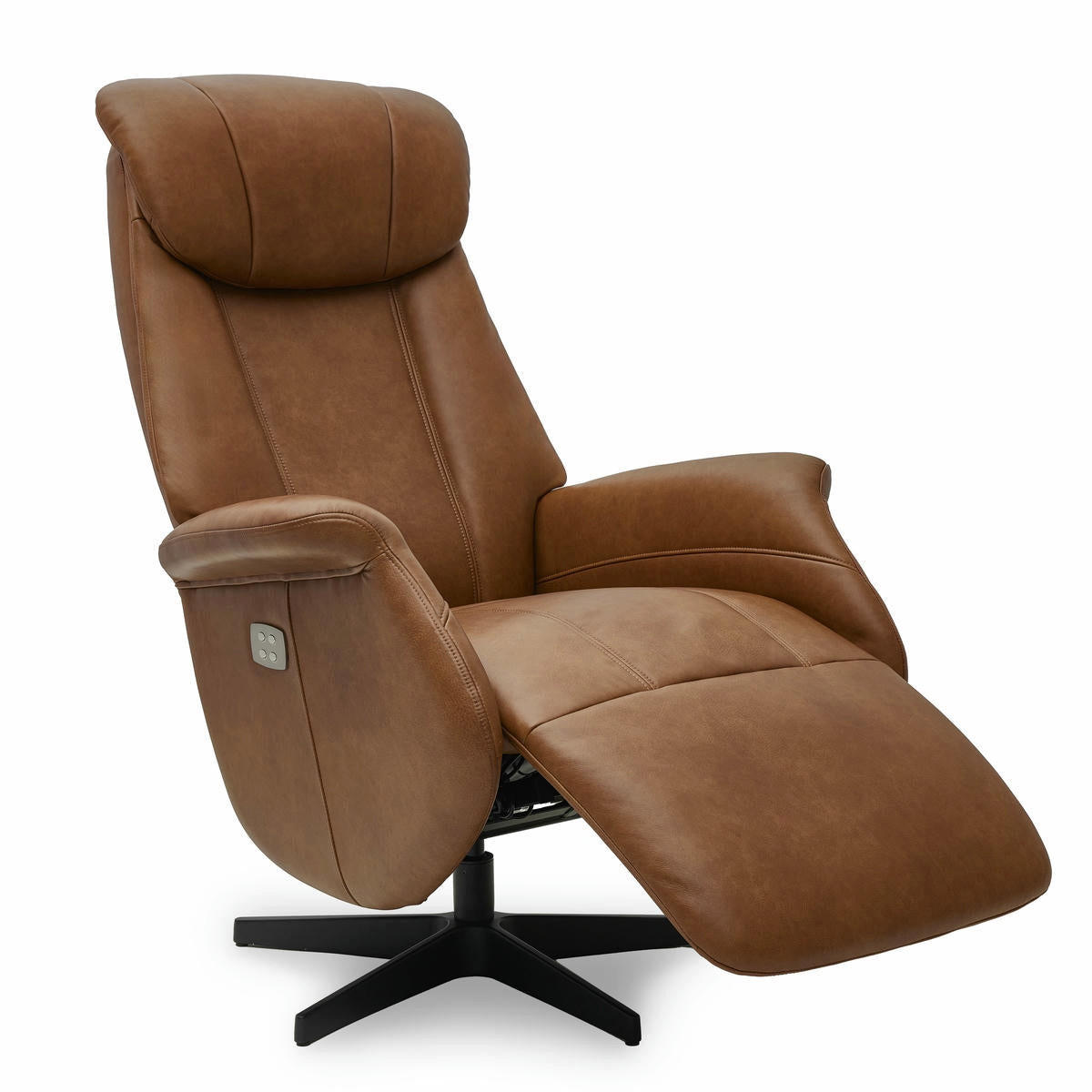 RELAXSESSEL Echtleder Cognac Braun - Schwarz/Braun, Leder/Metall (76/115/83cm) - Furnhouse