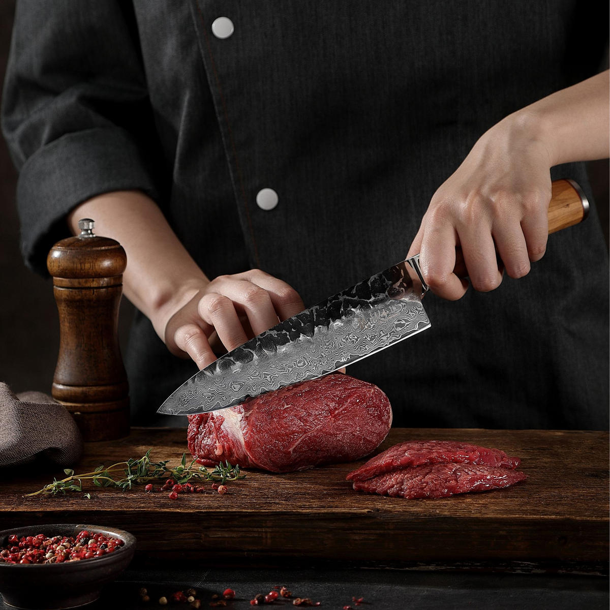 CHEFMESSER 20 cm - Braun, Holz/Metall (33cm) - Wakoli