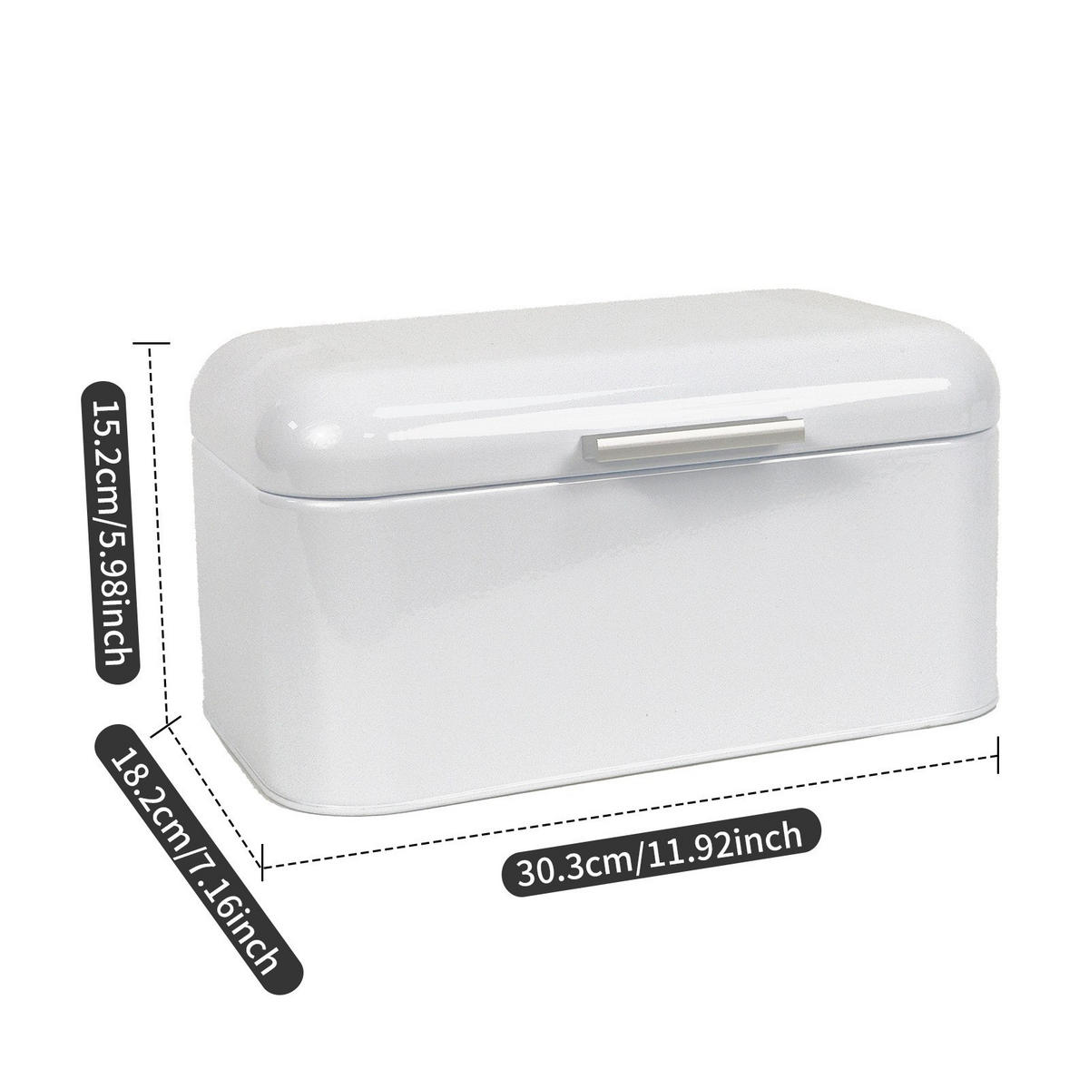 BROTKASTEN 30.3/18.2/15.2 cm Weiß - Weiß, Metall (18.2/15.2/30.3cm) - Authentics
