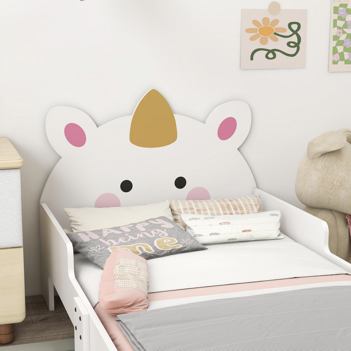 KINDERBETT 140x70 cm DE-14553 mit Einhorn-Design, inkl. Lattenrost Rosa - Weiß, Holzwerkstoff (70/140cm) - ComfortXL