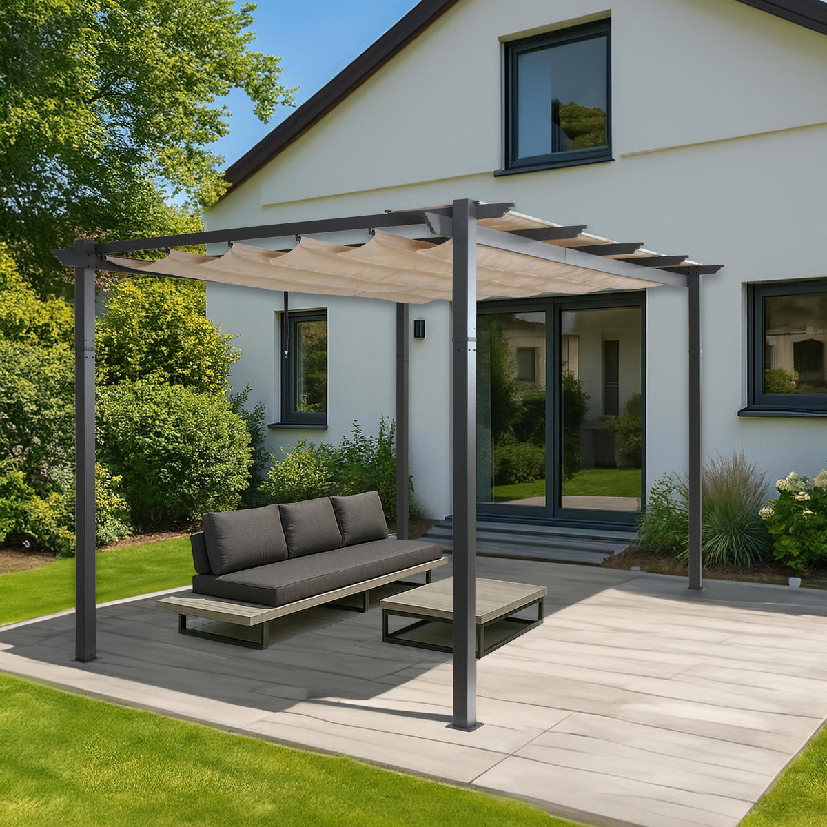 PERGOLA Beige - Beige, Metall (400/240/300cm) - MCW