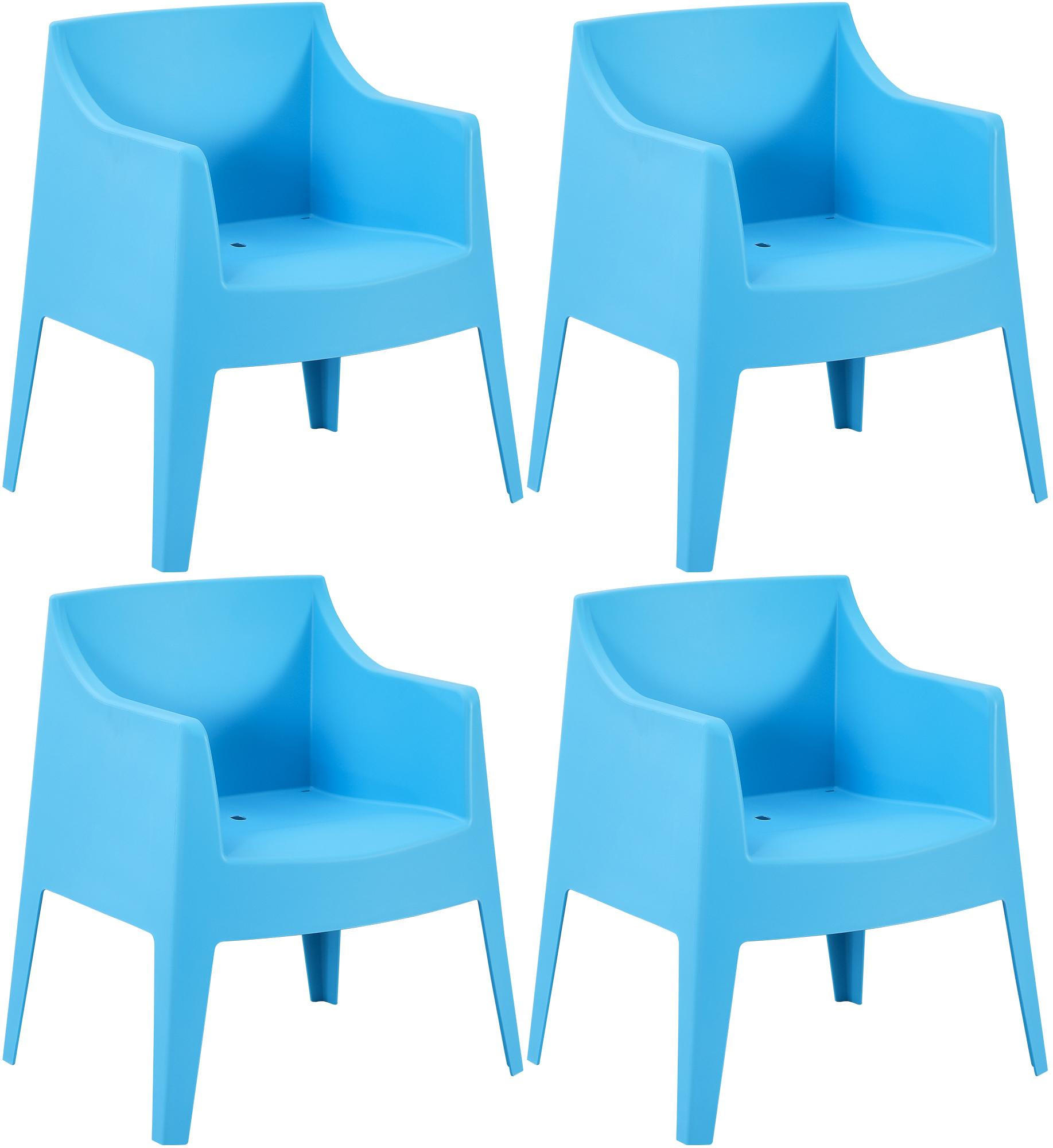 GARTENSTUHL Henri 4er Set 73x57x78cm Kunststoff Blau Stapelstuhl - Blau, Kunststoff (73/78/57cm) - DELUKE