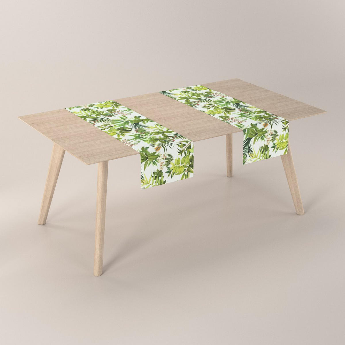 TISCHLÄUFER Tropical Island, grün und weiß, 40x130 cm - Weiß/Grün, Textil (40/130cm) - Dekoria